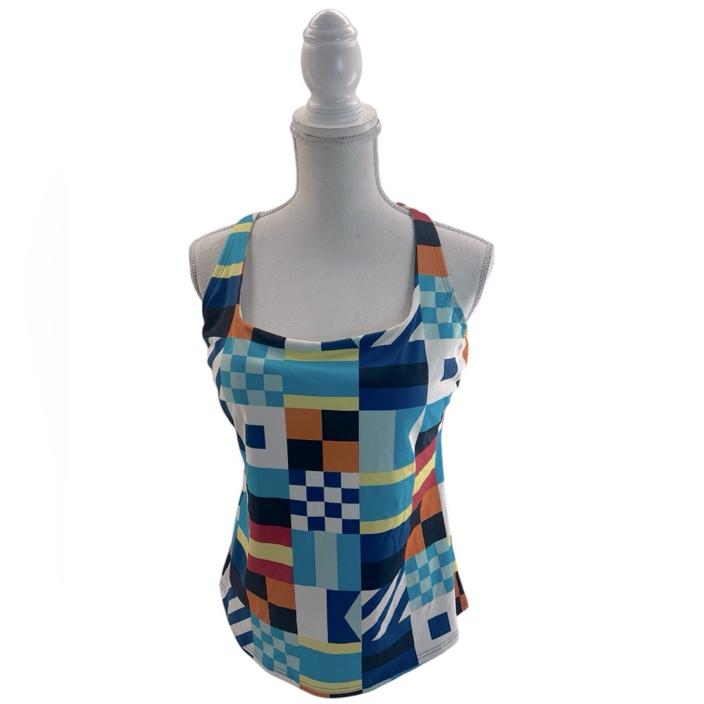 Lands' End Colorblock Blue/White Multicolor Tankini